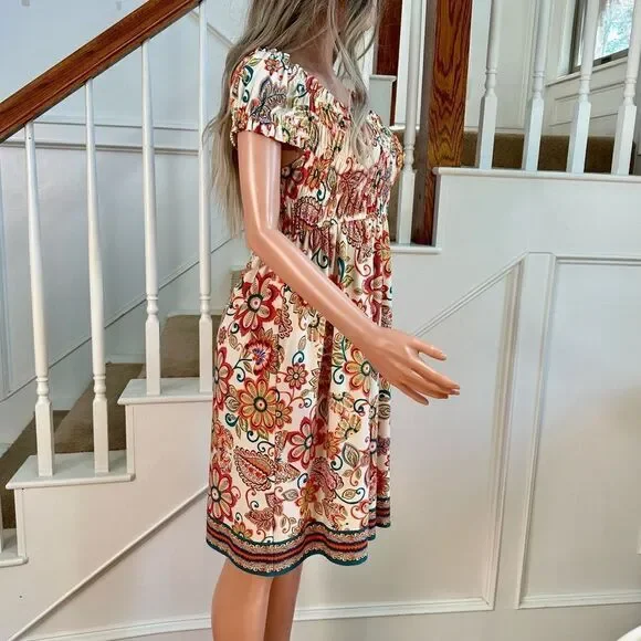 Dressbarn whimsical flower off shoulder dress - Picture 6 of 9